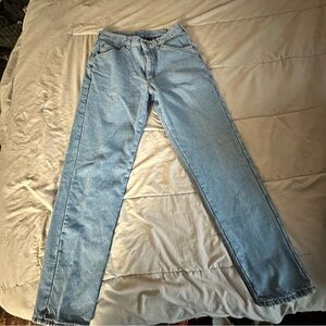 Vintage 1996 LL Bean Fleece Lined Light Wash Relaxed Straight Jeans 34